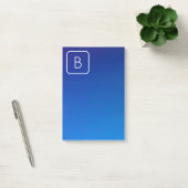 Einfache moderne Blue Ombre Gradient & Monogram Post-it Klebezettel (Büro)