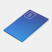 Einfache moderne Blue Ombre Gradient & Monogram Post-it Klebezettel (angewinkelt)