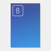 Einfache moderne Blue Ombre Gradient & Monogram Post-it Klebezettel (Vorderseite)