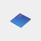 Einfache moderne Blue Ombre Gradient & Monogram Post-it Klebezettel (angewinkelt)