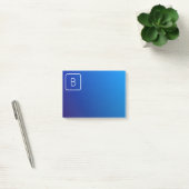 Einfache moderne Blue Ombre Gradient & Monogram Post-it Klebezettel (Büro)