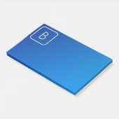 Einfache moderne Blue Ombre Gradient & Monogram Post-it Klebezettel (angewinkelt)