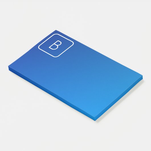 Einfache moderne Blue Ombre Gradient & Monogram Post-it Klebezettel (angewinkelt)