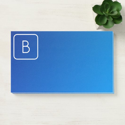 Einfache moderne Blue Ombre Gradient & Monogram Post-it Klebezettel (Büro)