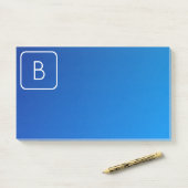 Einfache moderne Blue Ombre Gradient & Monogram Post-it Klebezettel (Auf Schreibtisch)