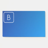 Einfache moderne Blue Ombre Gradient & Monogram Post-it Klebezettel (Vorderseite)