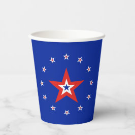 Einfache moderne Blue Paper Cup mit Ring of Stars Pappbecher