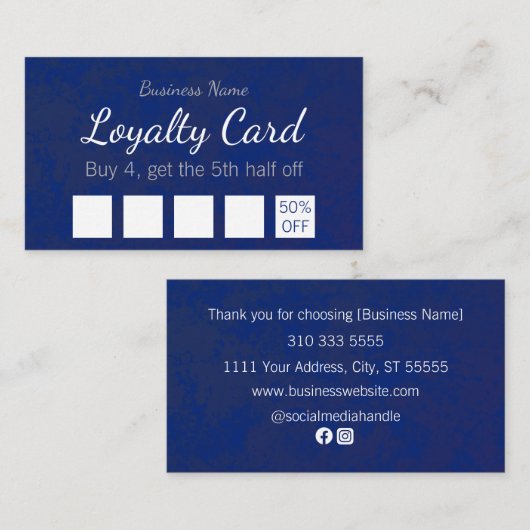 Einfache moderne Blue Watercolor Overlay Business Treuekarte (Vorne/Hinten)