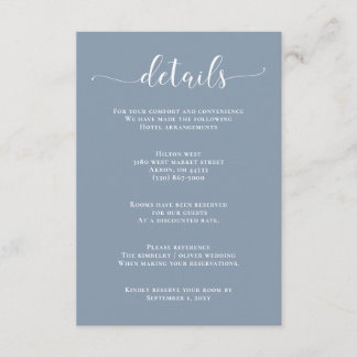 Einfache moderne Blue Wedding Card Begleitkarte
