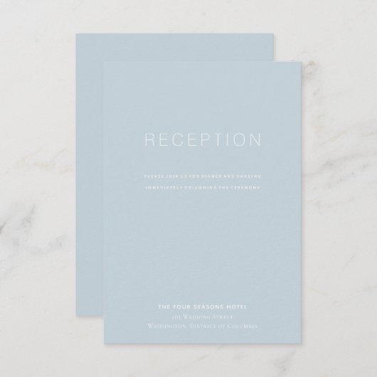 Einfache moderne Blue Wedding Card Einladung (Vorne/Hinten)