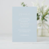 Einfache, moderne Blue Wedding Details Card Begleitkarte (Stehend Vorderseite)