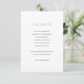 Einfache moderne Blue Wedding Details Card Begleitkarte (Stehend Vorderseite)