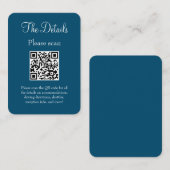 Einfache moderne Blue Wedding Details QR Code Begleitkarte (Vorne/Hinten)