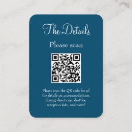 Einfache moderne Blue Wedding Details QR Code Begleitkarte