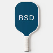 Einfache, moderne Blue White Monogram-Initialen Pickleball Schläger (Vorderseite)