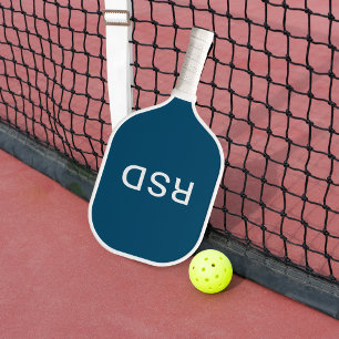 Einfache, moderne Blue White Monogram-Initialen Pickleball Schläger