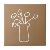 Einfache moderne Blume weiß Fliese (Vorderseite)