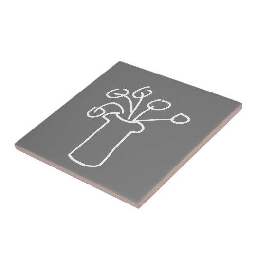 Einfache moderne Blume, weiß grau Fliese (Seite)