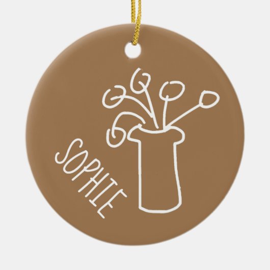 Einfache moderne Blume weiß Keramik Ornament (Vorne)