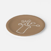 Einfache moderne Blume weiß Pappteller (Schrägansicht)