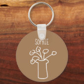 Einfache moderne Blume weiß Schlüsselanhänger (Vorderseite)