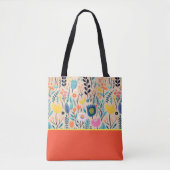 Einfache moderne Blumen-Volks-kunst, Farbblock Tasche (Vorderseite)