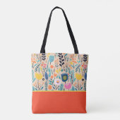 Einfache moderne Blumen-Volks-kunst, Farbblock Tasche (Rückseite)