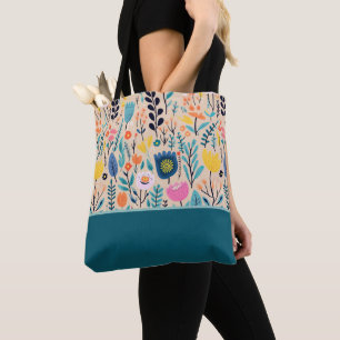 Einfache moderne Blumen-Volksart, Farbblock Tasche