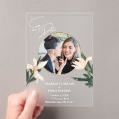 Einfache, moderne Blumenhochzeit spart das Datum Acryleinladungen (Insitu (Handheld))