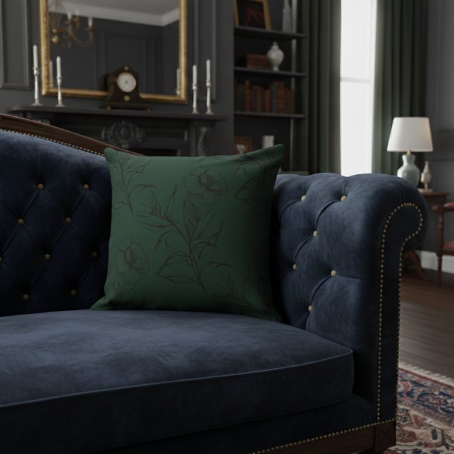 Einfache Moderne Blumenmuster Olive Green Kissen (Von Creator hochgeladen)
