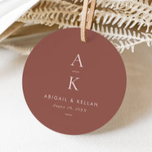 Einfache moderne Blush Brown Monogram Wedding