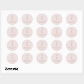 Einfache moderne Blush Brown Monogram Wedding Runder Aufkleber (Blatt)