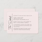 Einfache, moderne Blush-Hochzeitsdetails Begleitkarte (Vorne/Hinten)