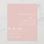 Einfache, moderne Blush Hochzeitseinladung (Vorderseite)