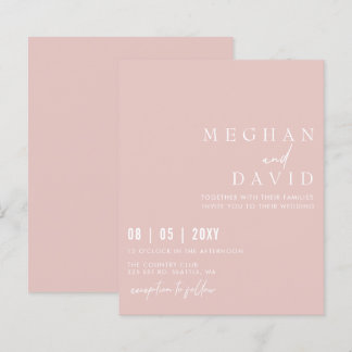 Einfache, moderne Blush Hochzeitseinladung