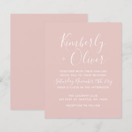 Einfache, moderne Blush Hochzeitseinladung