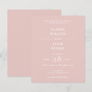 Einfache, moderne Blush Hochzeitseinladung