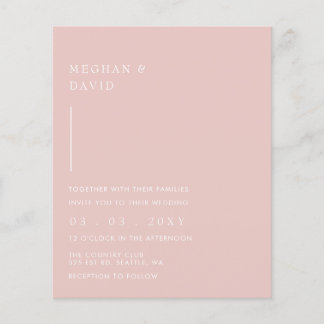 Einfache, moderne Blush Hochzeitseinladung