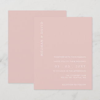 Einfache, moderne Blush Hochzeitseinladung