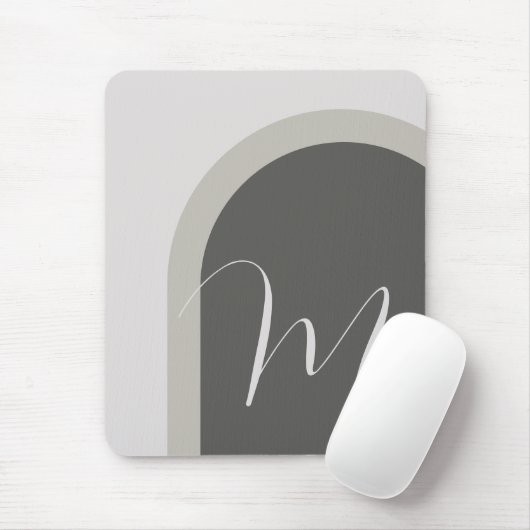 Einfache moderne Bogenart mit Monogramm Initial Mousepad (Mit Mouse)