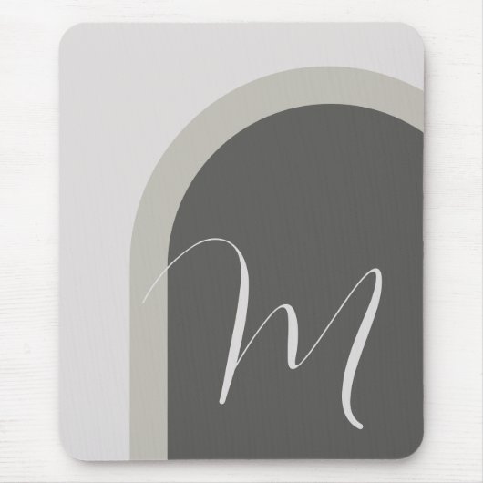 Einfache moderne Bogenart mit Monogramm Initial Mousepad (Vorne)