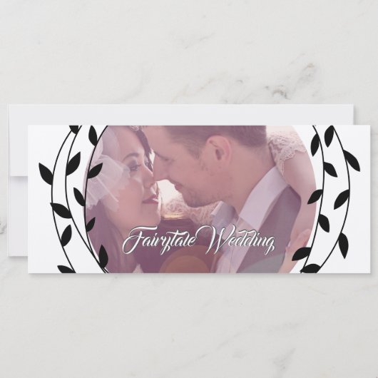 Einfache moderne Boho Black Leaf Wreath Wedding (Rückseite)