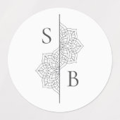 Einfache moderne Boho Monogram Mandala Wedding Etiketten (Design 2)