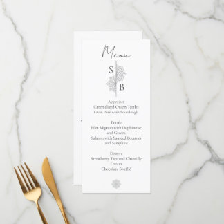 Einfache moderne Boho Monogram Mandala Wedding Menükarte