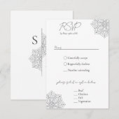 Einfache moderne Boho Monogram Mandala Wedding RSVP Karte (Vorne/Hinten)