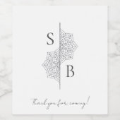 Einfache moderne Boho Monogram Mandala Wedding Weinetikett (Einzelnes Label)