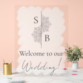 Einfache moderne Boho Monogram Wedding Willkommen Acrylschild (Hochzeit)