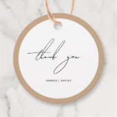 Einfache moderne Boho Tan Border Script Business Geschenkanhänger (Vorderseite)