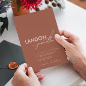 Einfache moderne Boho Terracotta Burnt Orange Wedd Einladung