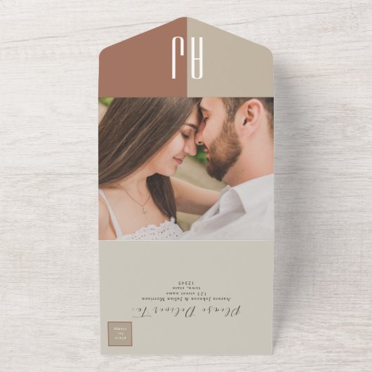 Einfache moderne Boho Wedding All In One Einladung (Außenbereich)